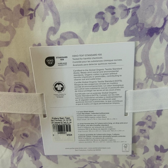 LoveShackFancy Pottery Barn Garden Damask Lavender Sheet Set Twin XL NEW - Picture 7 of 7